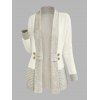 Casual Cardigan Open Front Colorblock Shawl‑Collar with Decorative Double‑Breasted Buttons Long Sleeve Sweater - Abricot M | US 6