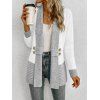 Casual Cardigan Open Front Colorblock Shawl‑Collar with Decorative Double‑Breasted Buttons Long Sleeve Sweater - Gris XXL | US 14
