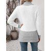 Casual Cardigan Open Front Colorblock Shawl‑Collar with Decorative Double‑Breasted Buttons Long Sleeve Sweater - Gris XXL | US 14