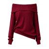 Solid Color Women Outfit Off the Shoulder Textured Sweater and Bodycon Maxi Skirt Set - Rouge Vineux S | US 4