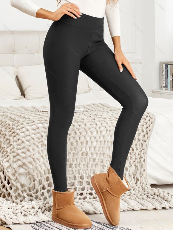 Casual Women Outfit Open Front Colorblock Shawl‑Collar Sweater Grommet Lace Up Leggings and Buckled Slouch Boots Set - Abricot S | US 4