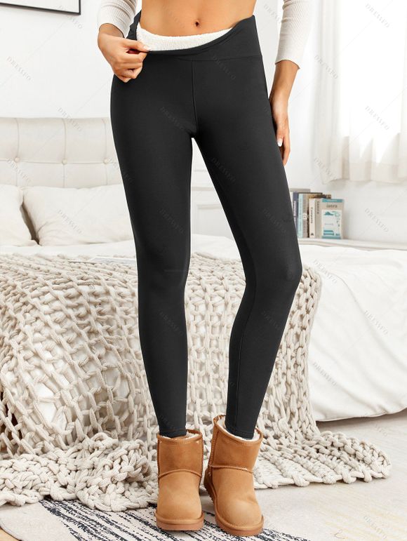 Casual Women Outfit Open Front Colorblock Shawl‑Collar Sweater Grommet Lace Up Leggings and Buckled Slouch Boots Set - Abricot S | US 4