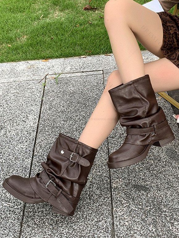Casual Women Outfit Open Front Colorblock Shawl‑Collar Sweater Grommet Lace Up Leggings and Buckled Slouch Boots Set - Abricot S | US 4