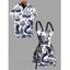 Vintage Couple Outfit Ocean Mermaid Pirate Octopus Print Buckle Strap Half Zipper Lace Up Mini Dress and Shirt Set - Bleu de Minuit S | US 4