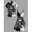 Gothic Couple Outfit Colorblock Skull Crown Poker Playing‑Card Print Spaghetti Strap Mini Dress and Shirt Set - Noir S | US 4
