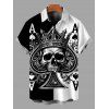 Gothic Couple Outfit Colorblock Skull Crown Poker Playing‑Card Print Spaghetti Strap Mini Dress and Shirt Set - Noir S | US 4