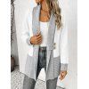 Autumn Women Outfit Open Front Colorblock Shawl‑Collar Sweater Lace Up Leggings and Faux Fur Mid-Calf Boots Set - Gris S | US 4