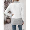 Autumn Women Outfit Open Front Colorblock Shawl‑Collar Sweater Lace Up Leggings and Faux Fur Mid-Calf Boots Set - Gris S | US 4