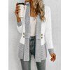 Autumn Women Outfit Open Front Colorblock Shawl‑Collar Sweater Lace Up Leggings and Faux Fur Mid-Calf Boots Set - Gris S | US 4