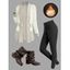 Casual Women Outfit Open Front Colorblock Shawl‑Collar Sweater Grommet Lace Up Leggings and Buckled Slouch Boots Set - Abricot S | US 4
