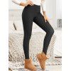 Casual Women Outfit Open Front Colorblock Shawl‑Collar Sweater Grommet Lace Up Leggings and Buckled Slouch Boots Set - Abricot S | US 4