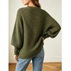 Textured Sweater Solid Color Lantern Sleeve V Neck Pullover Long Sweater - Vert Armée XXL | US 14