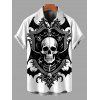 Men's Halloween Gothic Shirt Skulls Bat Printed Button Up Shirt - Noir 5XL