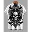 Men's Halloween Gothic Shirt Skulls Bat Printed Button Up Shirt - Noir 5XL