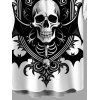 Men's Halloween Gothic Shirt Skulls Bat Printed Button Up Shirt - Noir 5XL