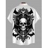 Men's Halloween Gothic Shirt Skulls Bat Printed Button Up Shirt - Noir 5XL