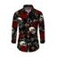 Men's Halloween Gothic Shirt Rose Floral Leaf Skulls Print Long Sleeve Button Up Shirt - Noir L