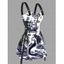 Punk Style Dress Ocean Mermaid Pirate Print Buckle Strap Half Zipper Lace Up Mini Dress - Bleu de Minuit XXL | US 14