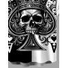 Men's Gothic Shirt Colorblock Skull Crown Poker Playing‑Card Print Button Up Shirt - Noir 5XL