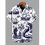 Men's Vintage Shirt Ocean Mermaid Pirate Octopus Print Button Up Shirt - Bleu 5XL
