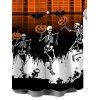 Men's Halloween Shirt Vintage Skeleton Skulls Pumpkin Plaid Print Button Up Shirt - Orange 5XL