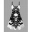 Gothic Dress Skulls Bat Printed Spaghetti Strap Mini Dress - Noir XXXXXL | US 20