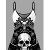 Gothic Dress Skulls Bat Printed Spaghetti Strap Mini Dress - Noir XXXXXL | US 20