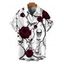 Men's Halloween Gothic Shirt Rose Floral Skulls Bat Thorn Vine Print Button Up Shirt - Blanc 5XL