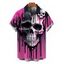 Men's Gothic Shirt Melting Lava Skull Print Button Up Shirt - Rouge Rose 5XL