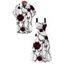 Halloween Gothic Couple Outfit Rose Floral Skulls Bat Thorn Vine Print Pocket Square Neck Dress and Shirt Set - Blanc S | US 4