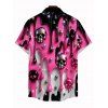 Gothic Couple Outfit Colorblock 3D Molten Lava Skull Print Spaghetti Strap Mini Dress and Shirt Set - Rouge Rose S | US 4