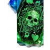 Gothic Couple Outfit Skull Playing Cards Colorblock Flame Print Spaghetti Strap Mini Dress and Shirt Set - multicolor A S | US 4