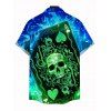 Gothic Couple Outfit Skull Playing Cards Colorblock Flame Print Spaghetti Strap Mini Dress and Shirt Set - multicolor A S | US 4