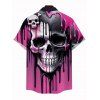 Gothic Couple Outfit Melting Lava Skull Print Spaghetti Strap Mini Dress and Shirt Set - Rouge Rose S | US 4