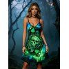 Gothic Dress Skull Playing Cards Colorblock Flame Print Spaghetti Strap Mini Dress - multicolor A XXXXXL | US 20