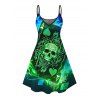 Gothic Dress Skull Playing Cards Colorblock Flame Print Spaghetti Strap Mini Dress - multicolor A XXXXXL | US 20