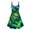 Gothic Dress Skull Playing Cards Colorblock Flame Print Spaghetti Strap Mini Dress - multicolor A XXXXXL | US 20