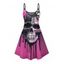 Gothic Dress Melting Lava Skull Print Spaghetti Strap Mini Dress - Rouge Rose XXXXXL | US 20