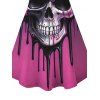 Gothic Dress Melting Lava Skull Print Spaghetti Strap Mini Dress - Rouge Rose XXXXXL | US 20