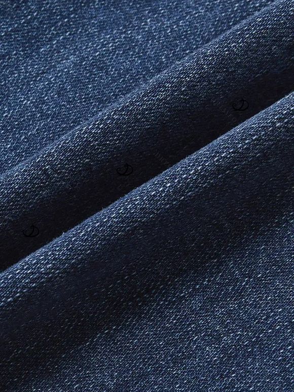 Vintage Wash Jeans High Waist Pocket Zipper Fly Wide‑Leg Denim Pants - Bleu profond XXL | US 14