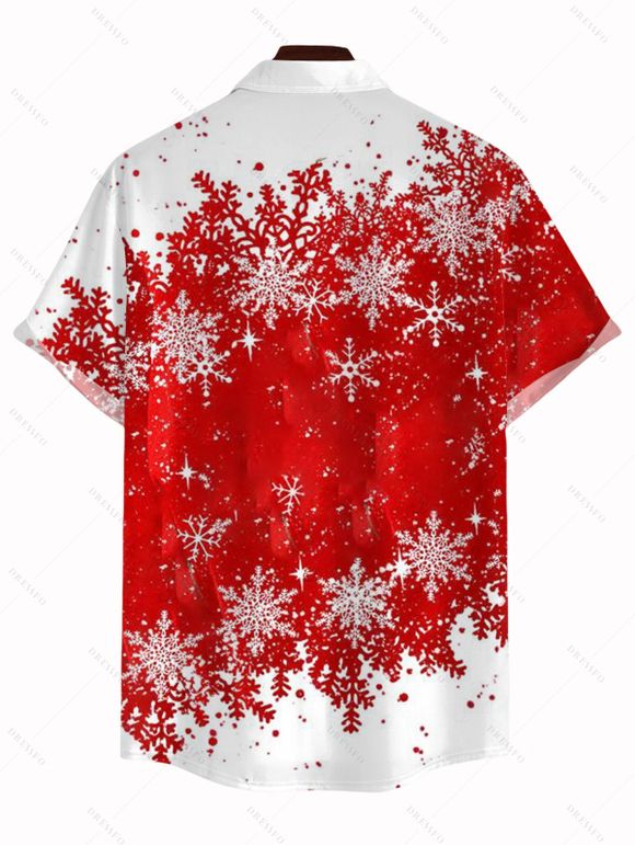 Christmas Couple Outfit Colorblock Snowman Snowflake Print Bell Sleeve A Line Mini Party Dress and Shirt Set - Rouge S | US 4