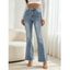 Ripped Flare Jeans Stretchy Raw Hem High Waist Denim Pants - Bleu clair XL | US 12