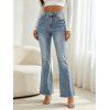 Ripped Flare Jeans Stretchy Raw Hem High Waist Denim Pants - Bleu clair XXL | US 14