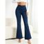 High Waist Flare Jeans Pocket Zipper Fly Denim Pants - Bleu clair L | US 8-10