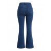 High Waist Flare Jeans Pocket Zipper Fly Denim Pants - Bleu profond XL | US 12