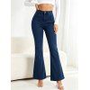 High Waist Flare Jeans Pocket Zipper Fly Denim Pants - Bleu profond XL | US 12