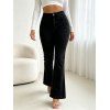 High Waist Flare Jeans Pocket Zipper Fly Denim Pants - Noir S | US 4