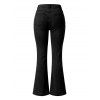High Waist Flare Jeans Pocket Zipper Fly Denim Pants - Noir M | US 6