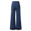 Vintage Wash Jeans High Waist Pocket Zipper Fly Wide‑Leg Denim Pants - Bleu profond S | US 4