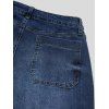 Vintage Wash Jeans High Waist Pocket Zipper Fly Wide‑Leg Denim Pants - Bleu profond XXL | US 14